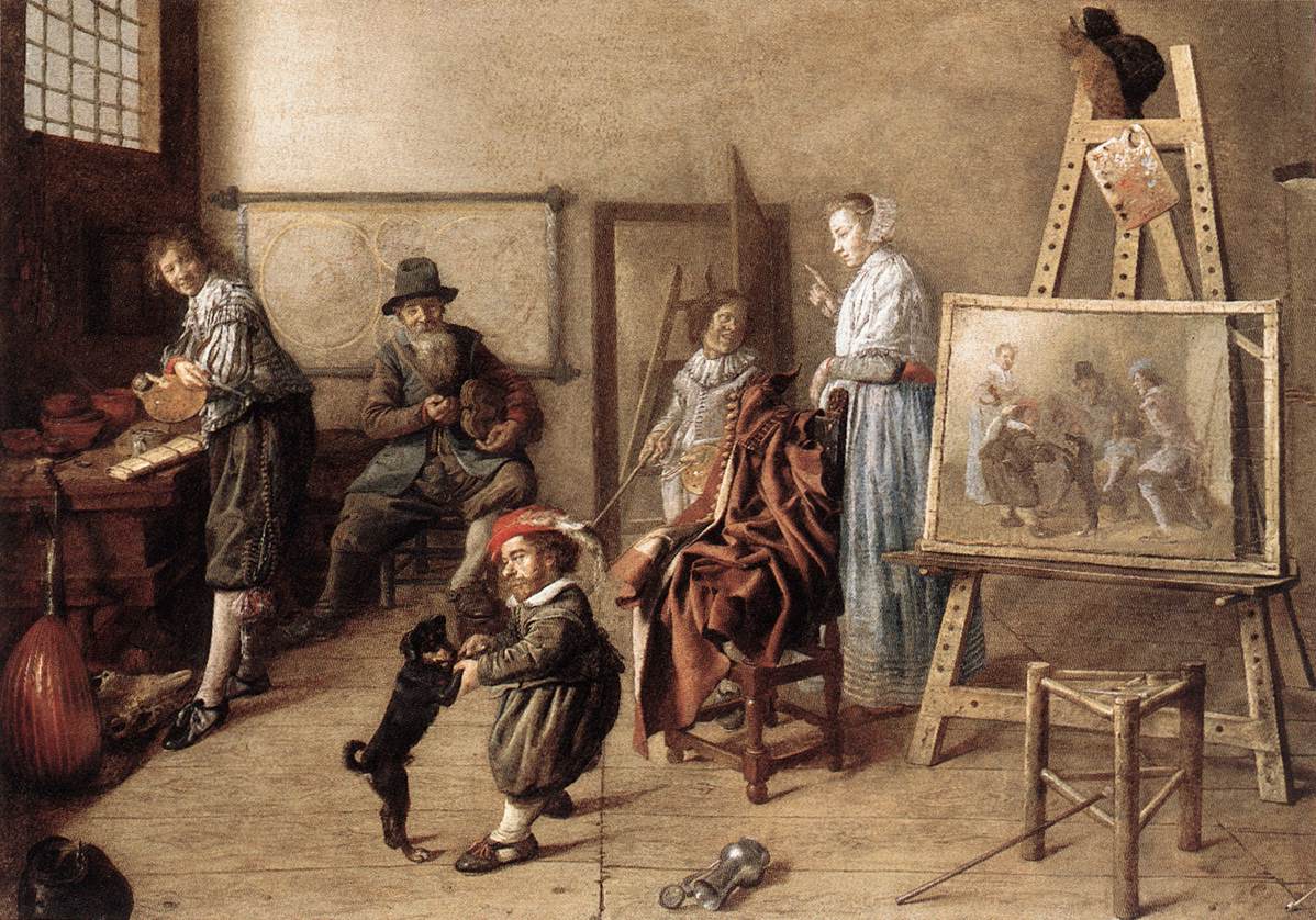 Painter in His Studio, Painting a Musical Company ag